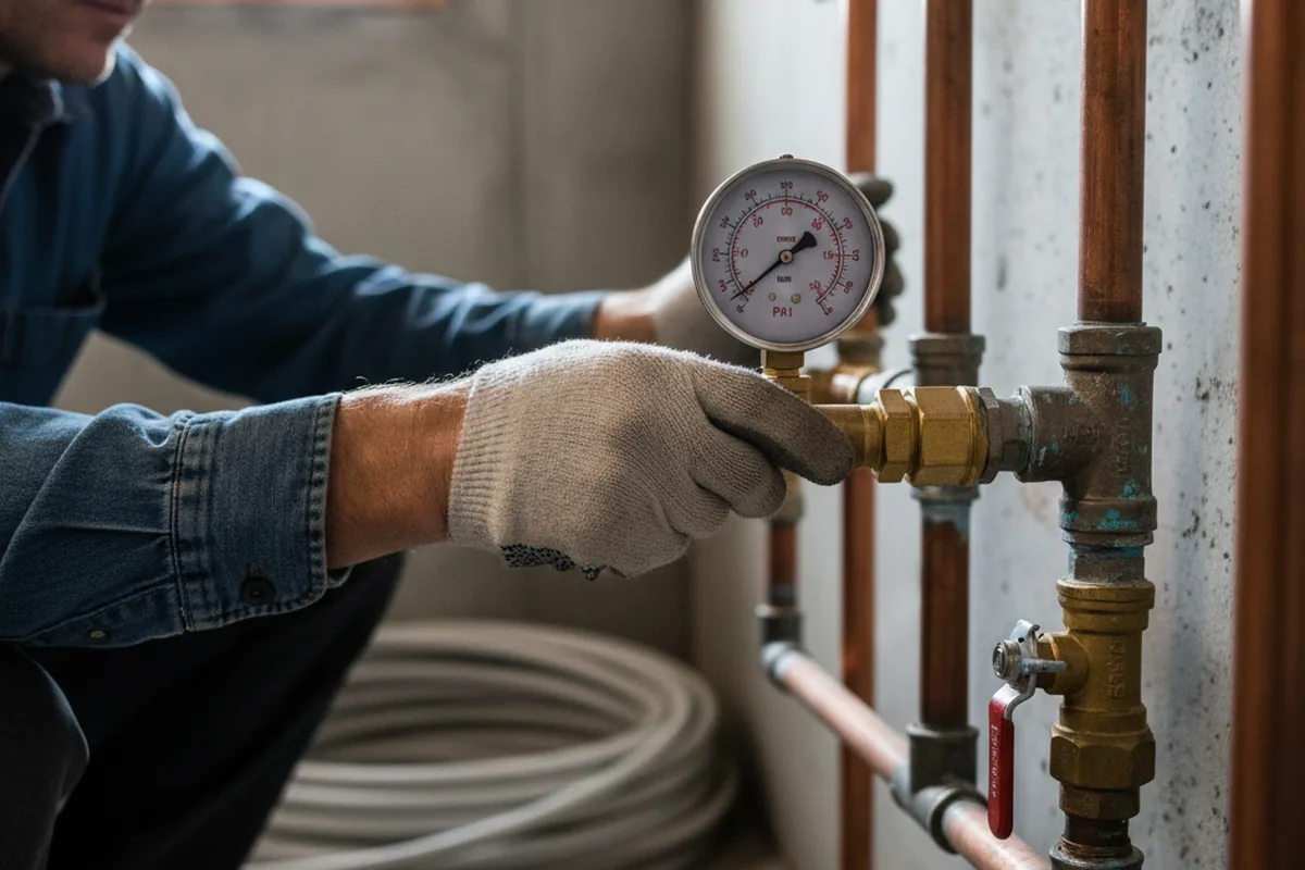 Pressure testing a repaired line during Water Line Repair in Bays